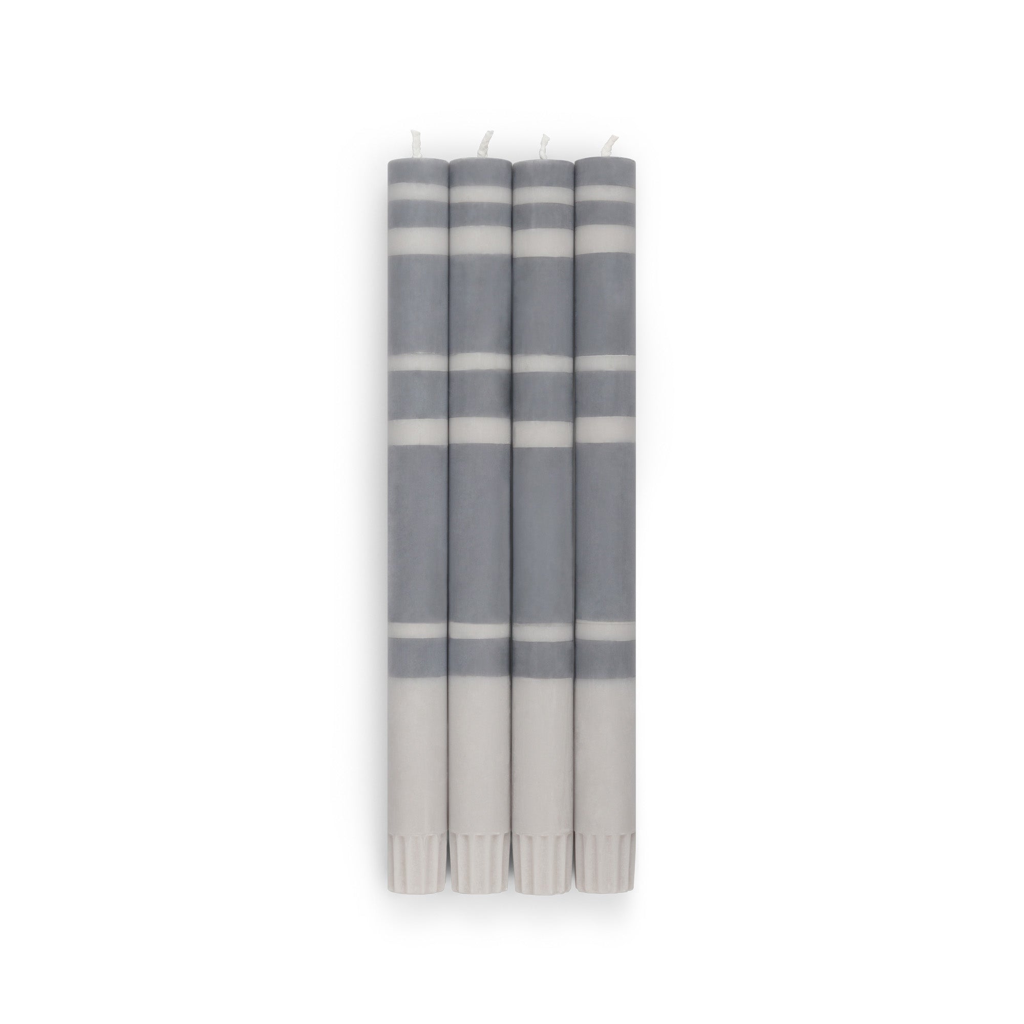 Striped Dinner Candles in Gunmetal and Gull Grey