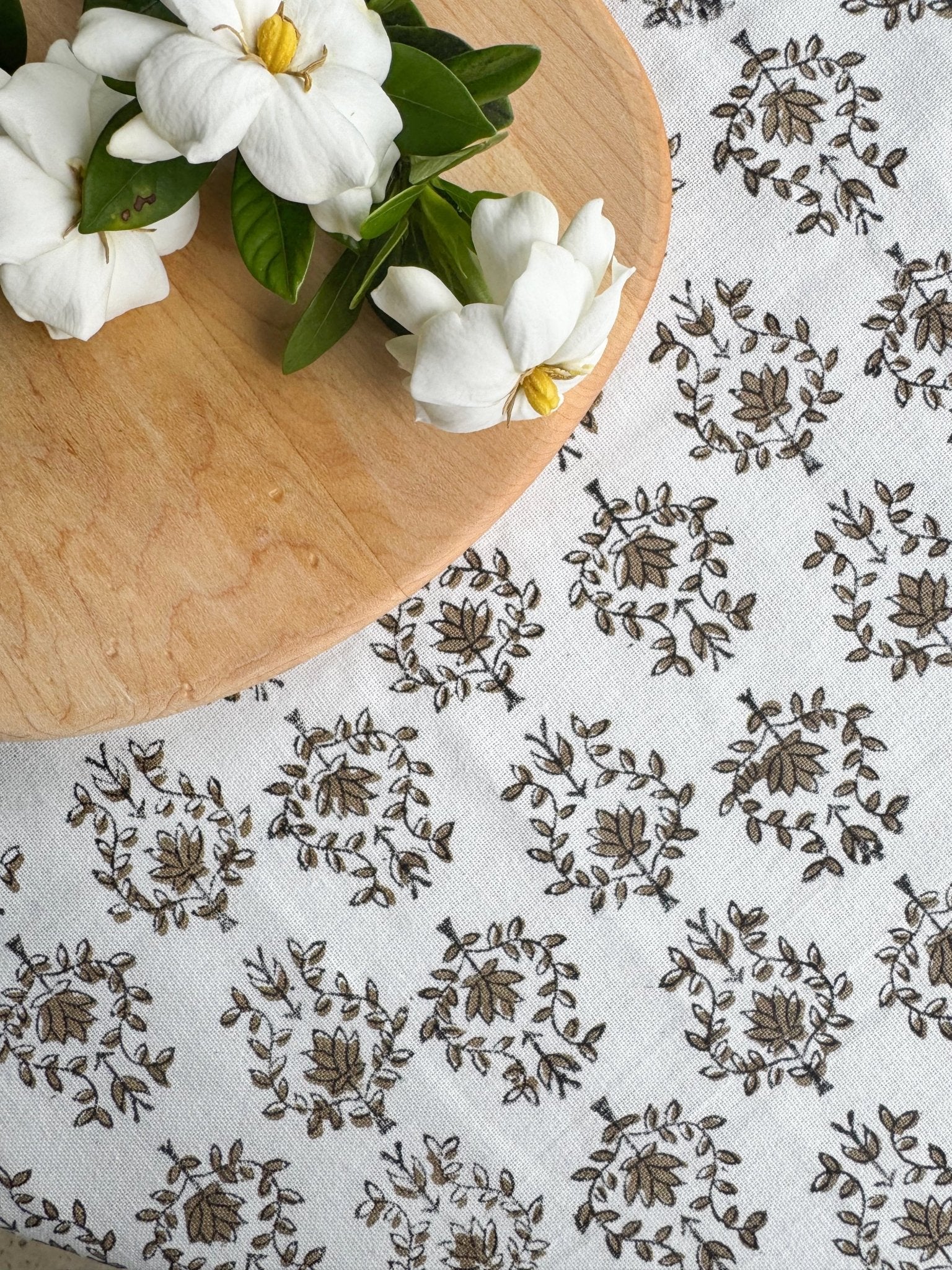 Table Throw - Lotus, Black & Chai - The Mended Company