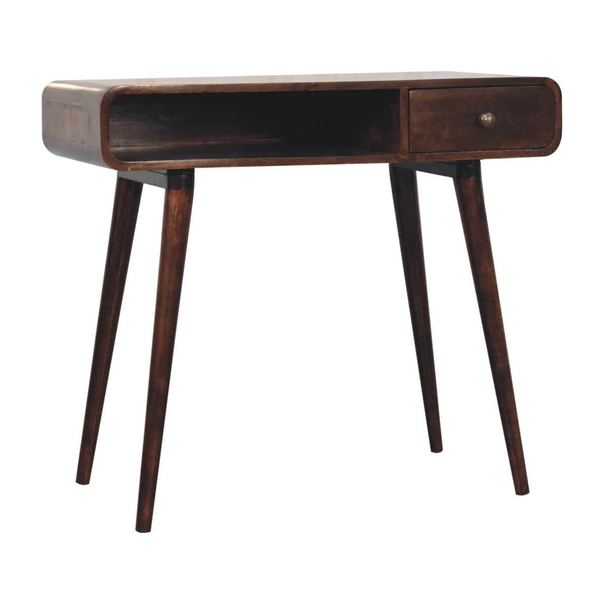 Solid Wood Curved California Walnut Writing Desk