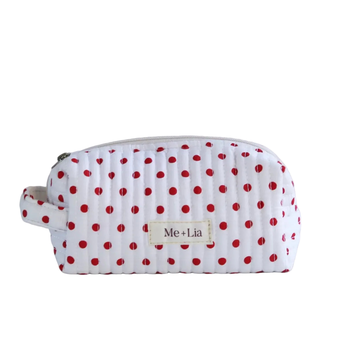 Polkadot Red Make-up Pouch Small — interior of red polka dot cotton pouch