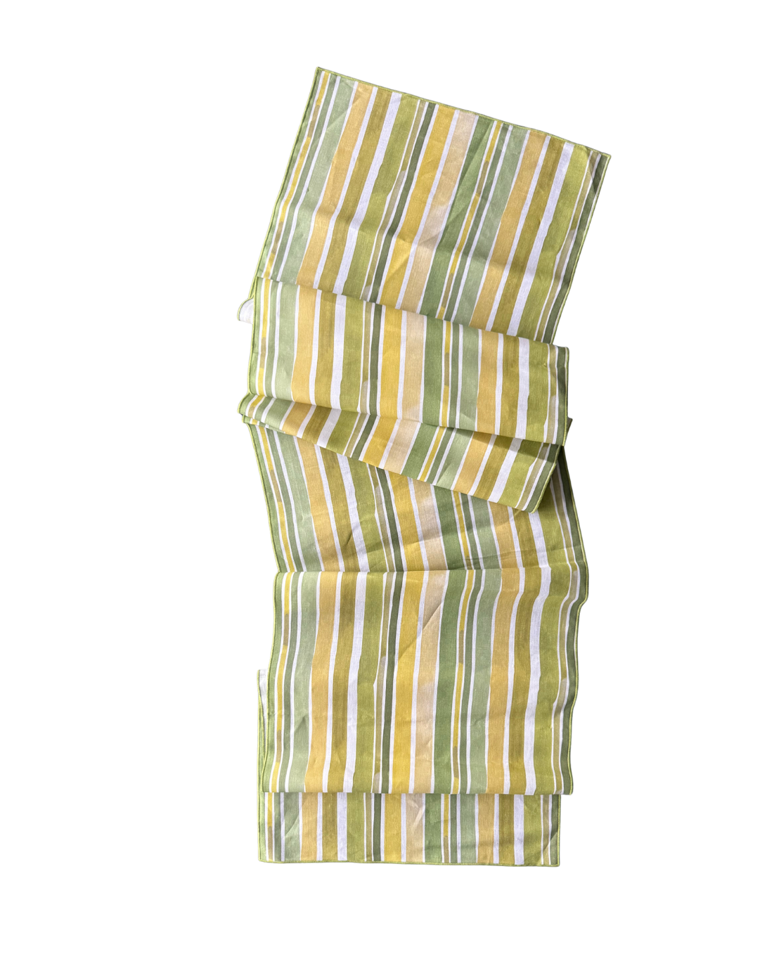 Lagos Stripe linen table runner styled as colorful dining table centerpiece - Goldie Home