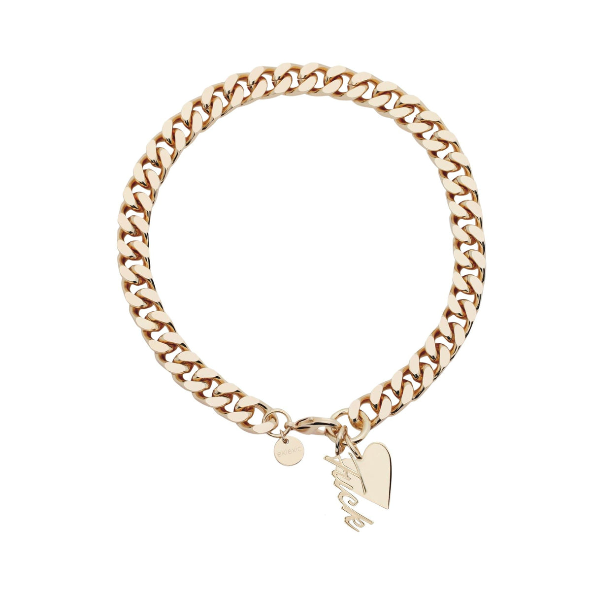 Gold-tone chain bracelet with heart charm from Taraji Necklace With Heart & Fuck Charms