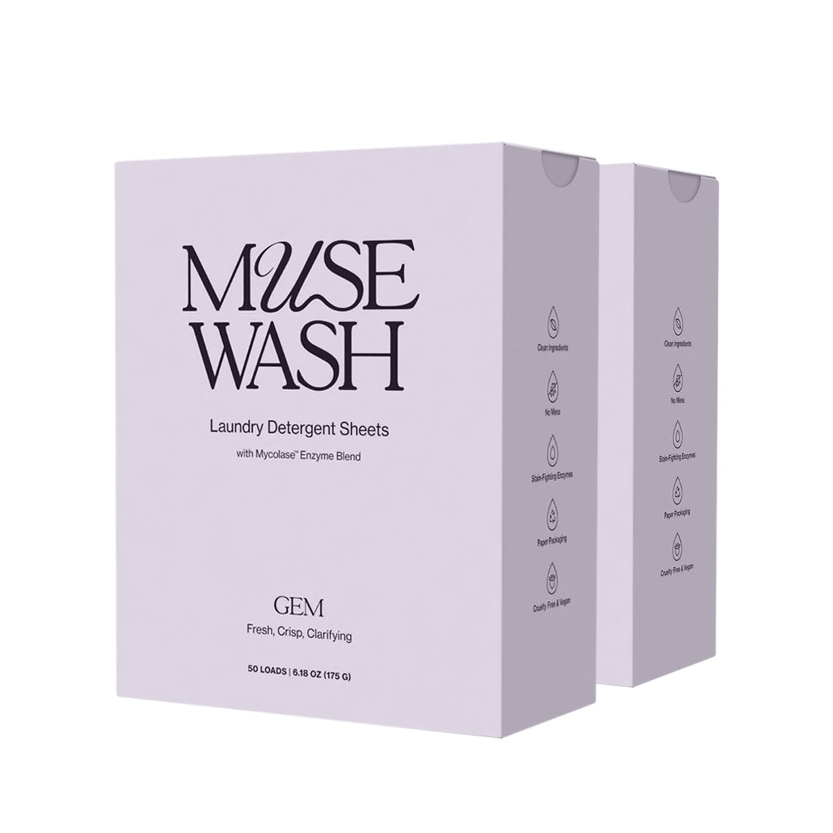 MUSEWASH Laundry Detergent Sheets, GEM (100 Loads, 2 Boxes)