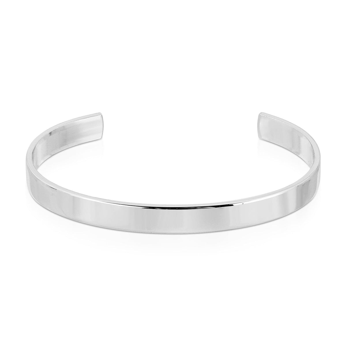 Silver cuff bracelet displayed in the 1/4 Inch Brass Cuff product shot