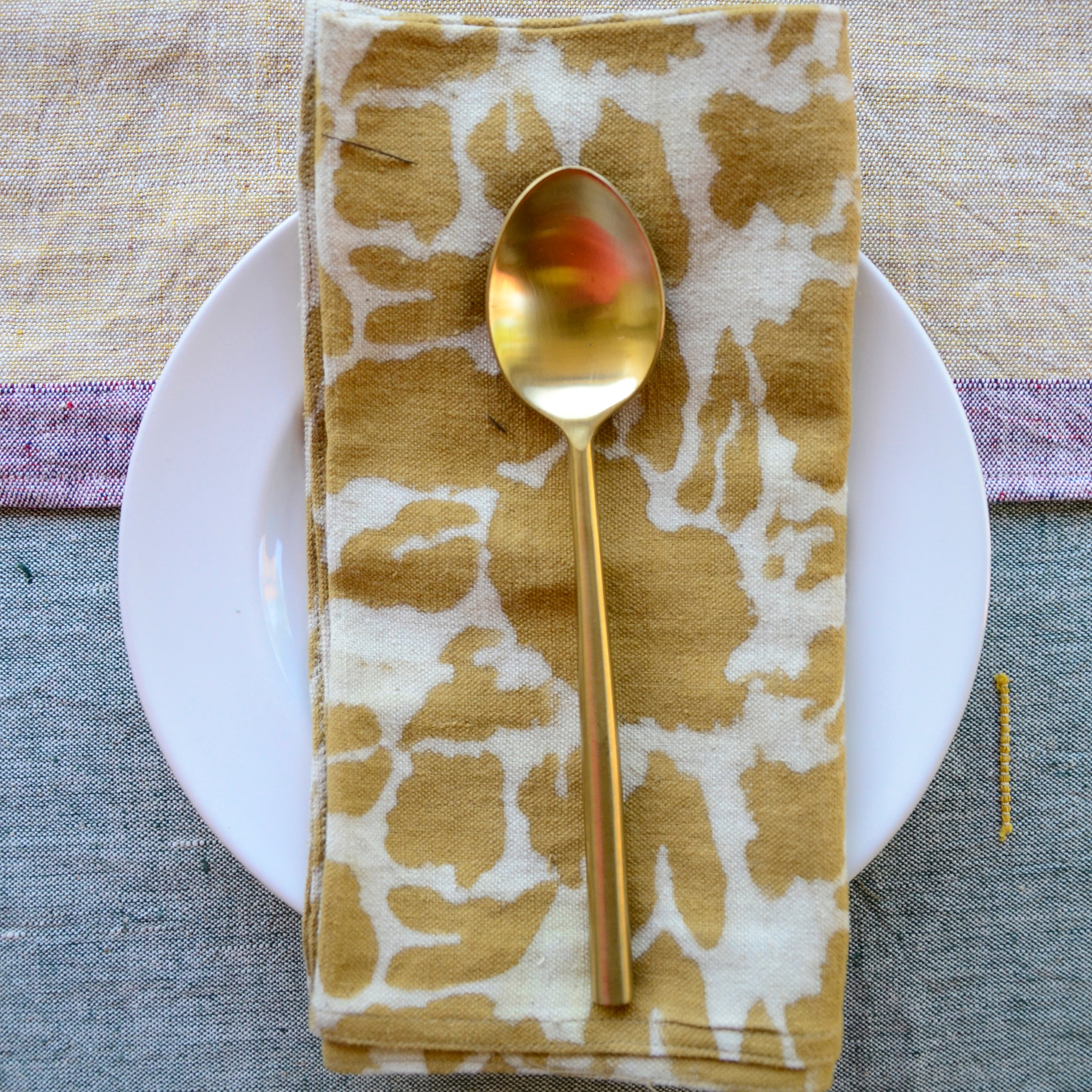 Yan Mustard Block Print Napkins - Set of 4