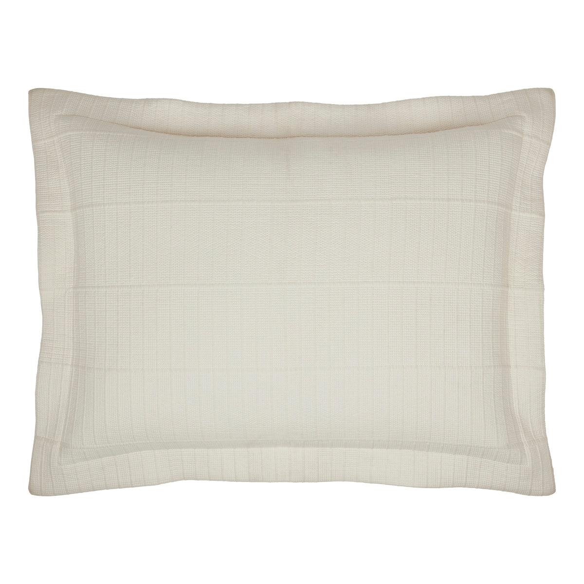 SS-271-2026_1|Elegant cream coverlet sham with a subtle woven ribbed stripe pattern, perfect for sophisticated bedroom decor.