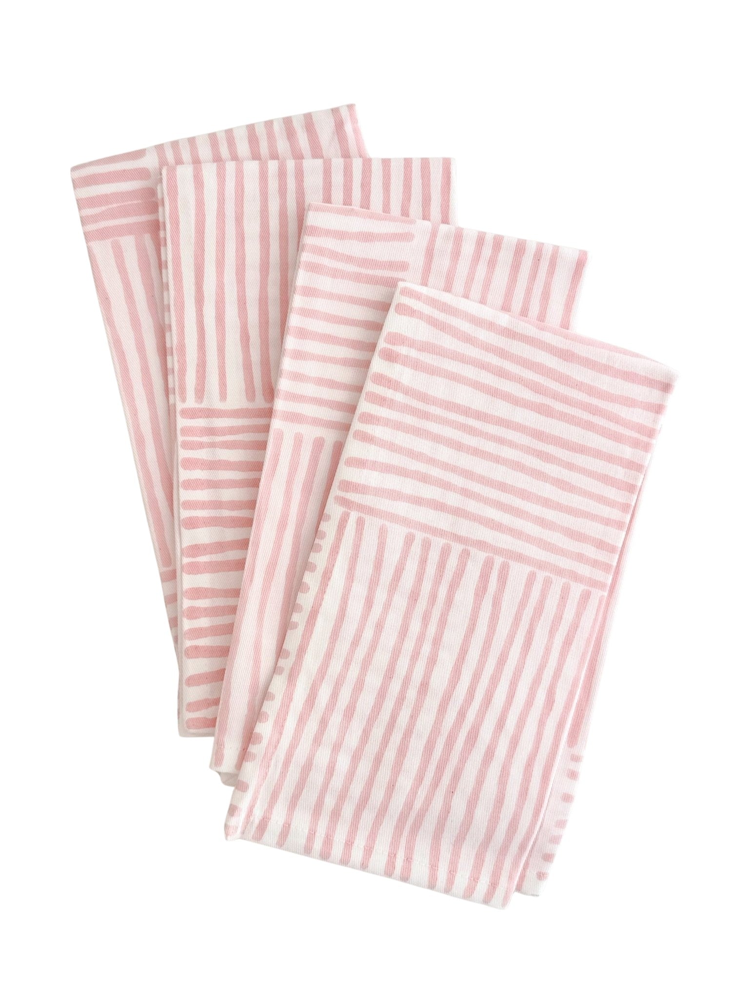 Organic Napkins (set of 4) - Stripe, Rose - The Mended Company