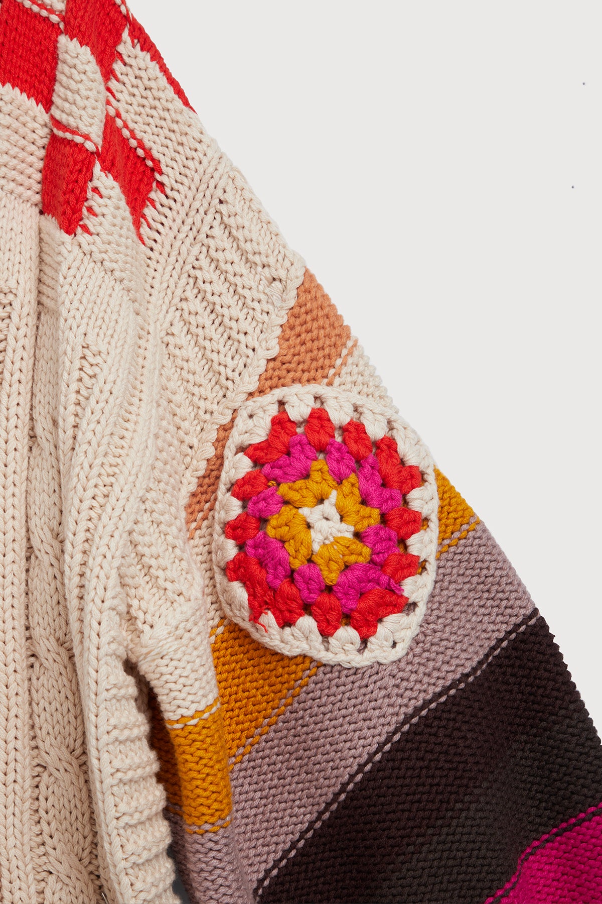 Square Checkered Multi Pattern Cardigan - Multi