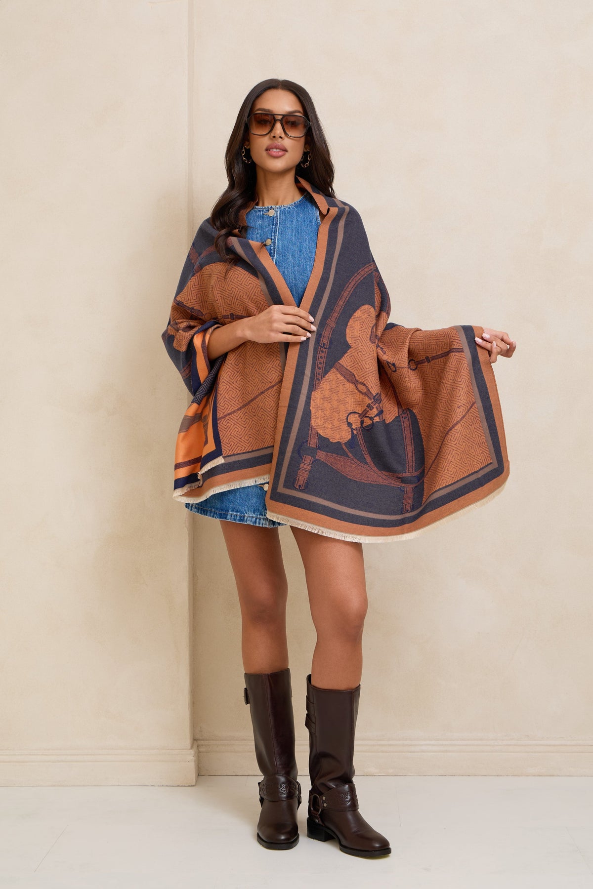 Equestrian Reversible Scarf - Orange