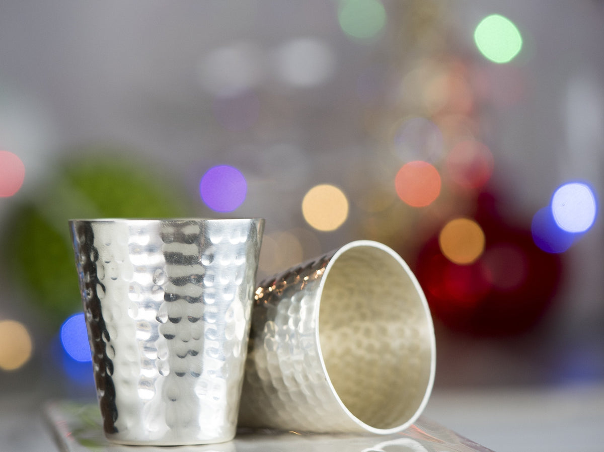 Prince of Scots Shot Glasses ~ Hammered Silver Plate-Barware-Prince of Scots-Prince of Scots