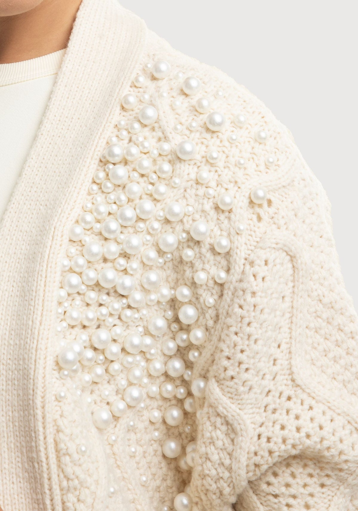 Pearl Embellished Cardigan - Ivory