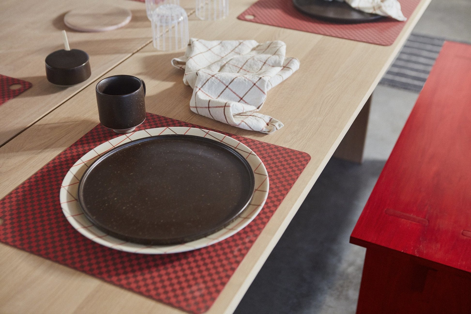 Placemat Checker Pack Of 2 Red 2