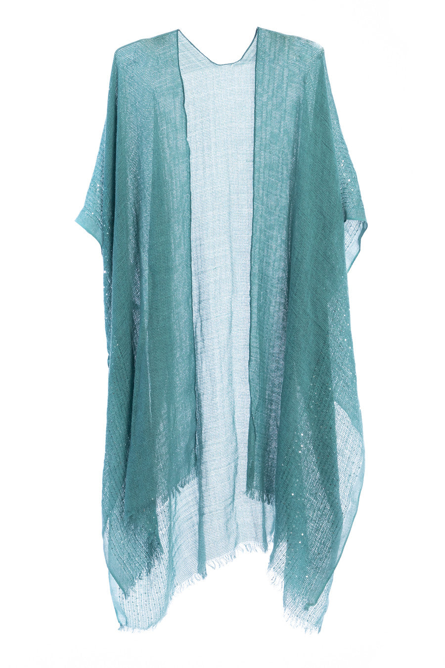 Shimmering Sequin Ruana - Turquoise