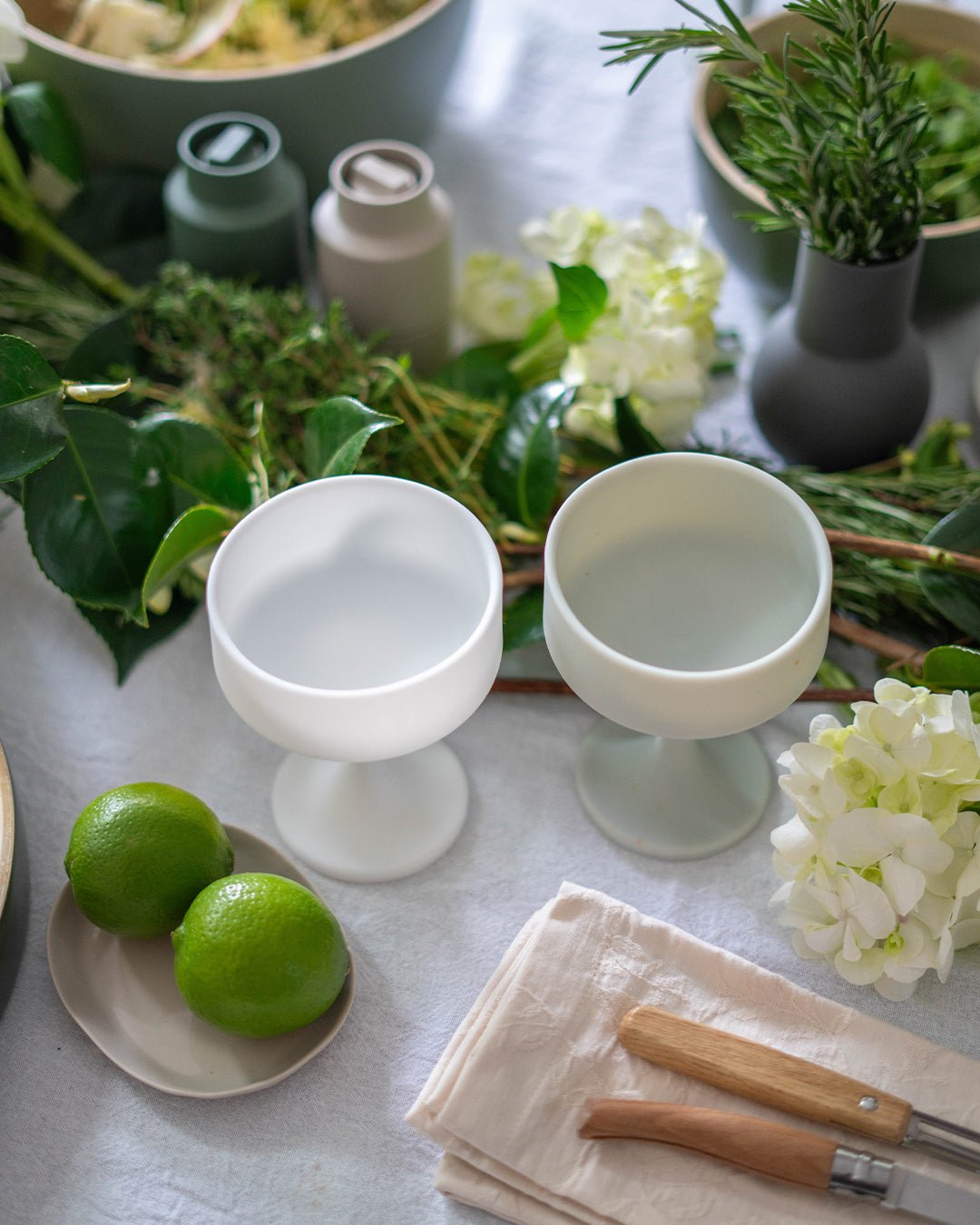 blanc + dove | mecc | silicone unbreakable cocktail glasses - porter green | style + sustainability