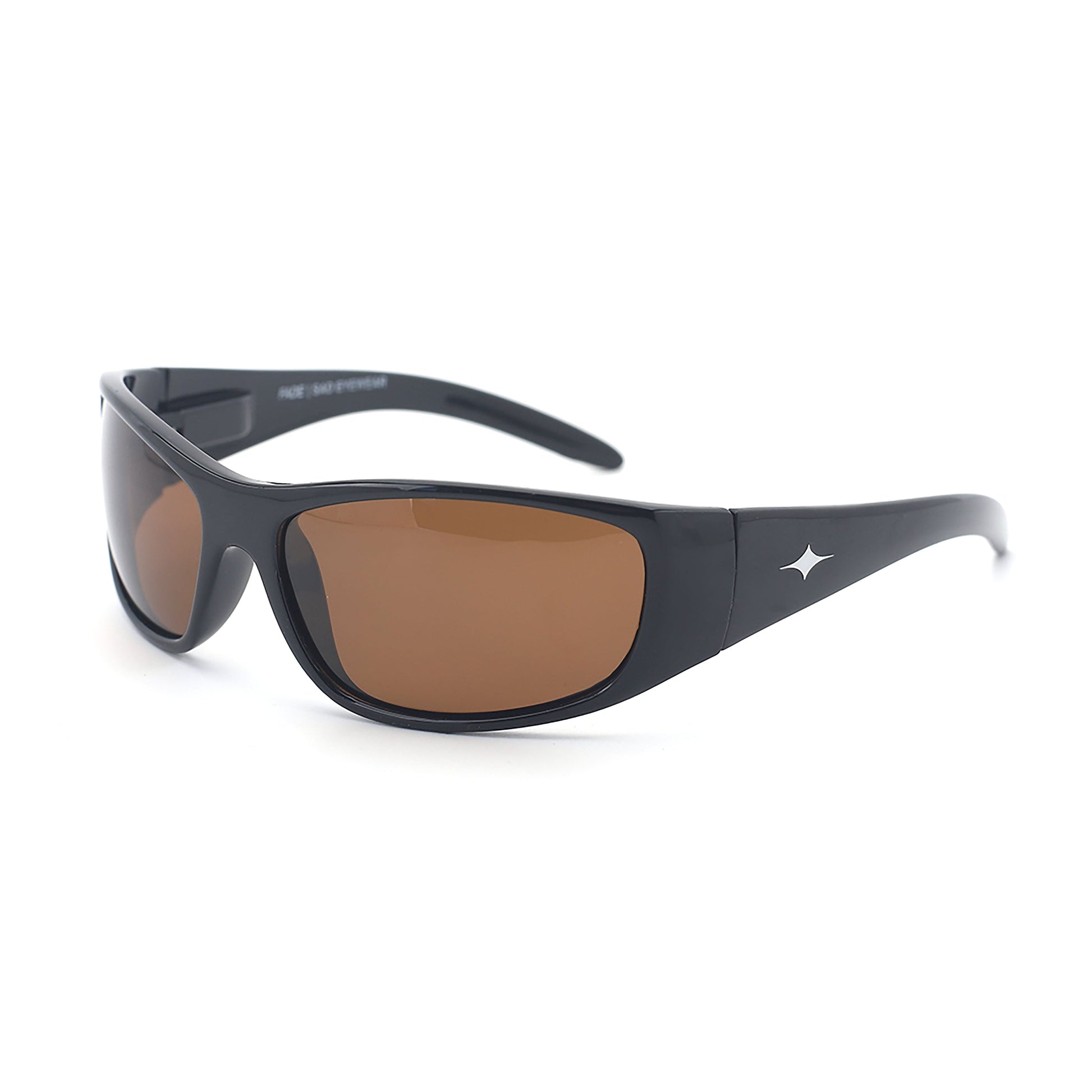SAD Eyewear Fade wrap around sunglasses in black with polarized bronze UV protection lenses