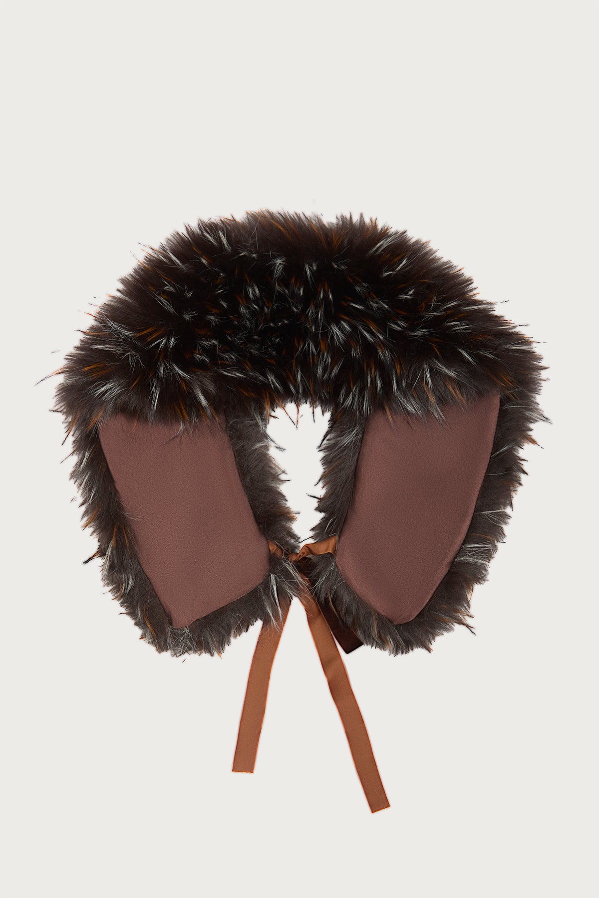 Faux Fur Tie Collar - Brown Multi