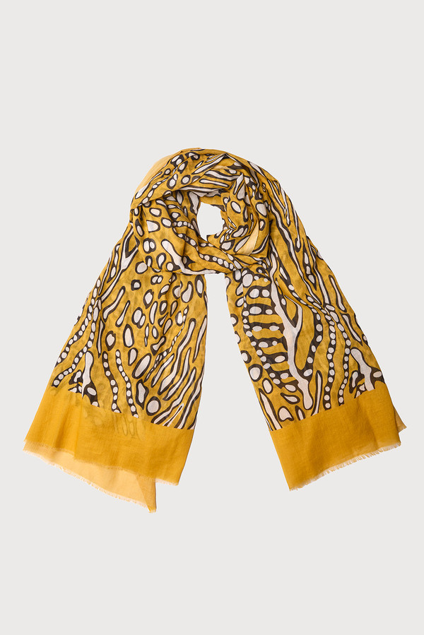 Abstract Animal Print Scarf - Mustard