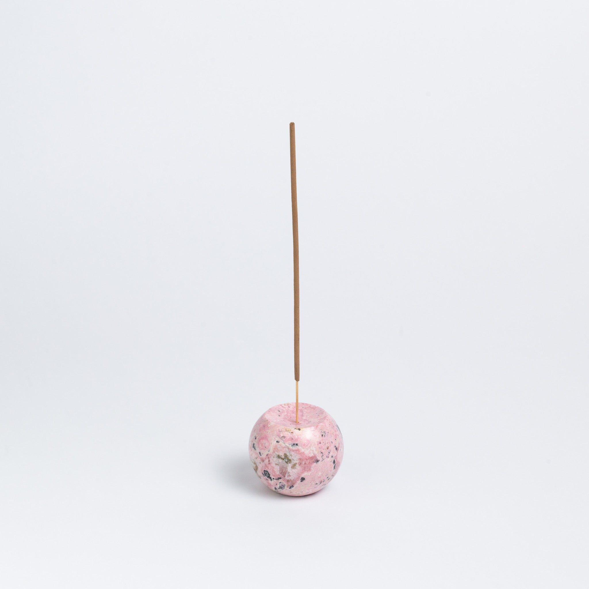 Gemstone sphere incense holder - Rhodonite pink