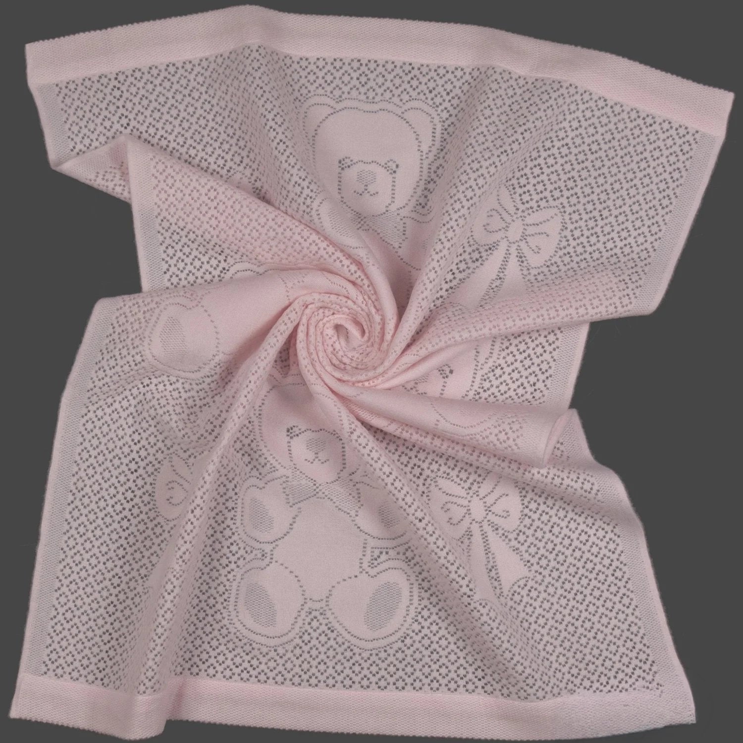 Southampton Home Lace Weave Bears & Bows Baby Blanket ~ Pink ~-Gifts-[bar code]-Prince of Scots