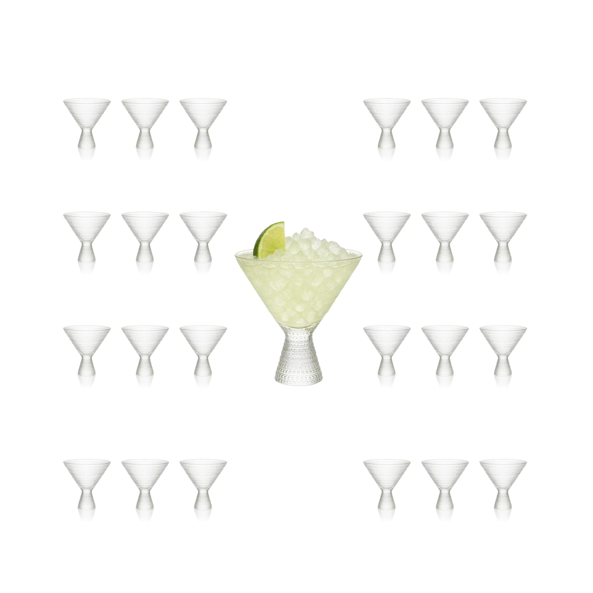 Clear Hobnail Martini Glasses - Embossed Martini Glasses 9oz