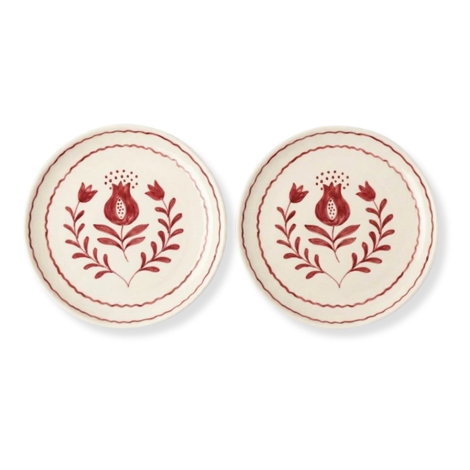 S/2 Red Anaar Snack Plate