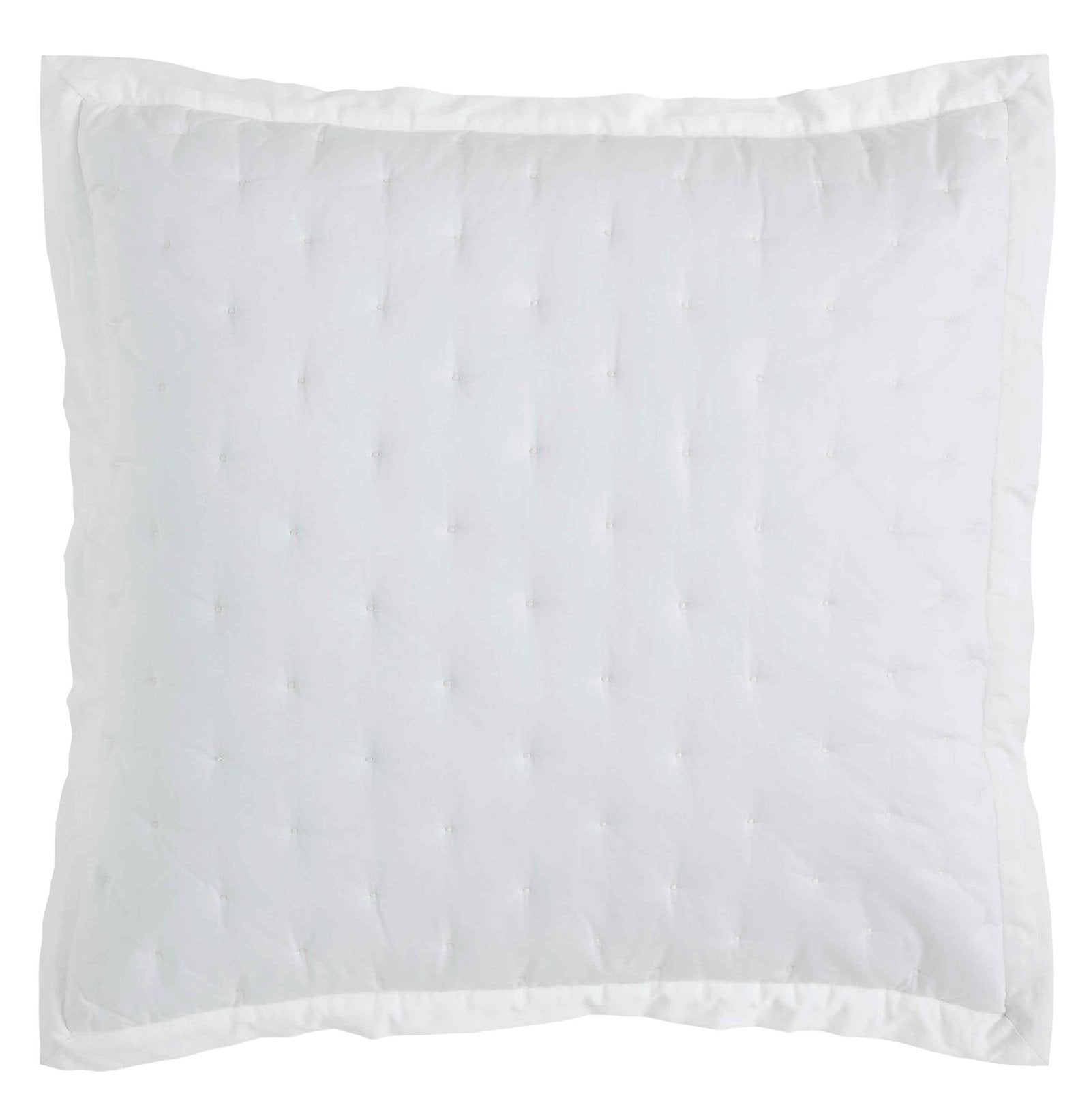 SS-349-X_1|Crisp white square pillow sham, diamond quilted pattern with clean flange edges, ideal for classic, serene bedroom styling.