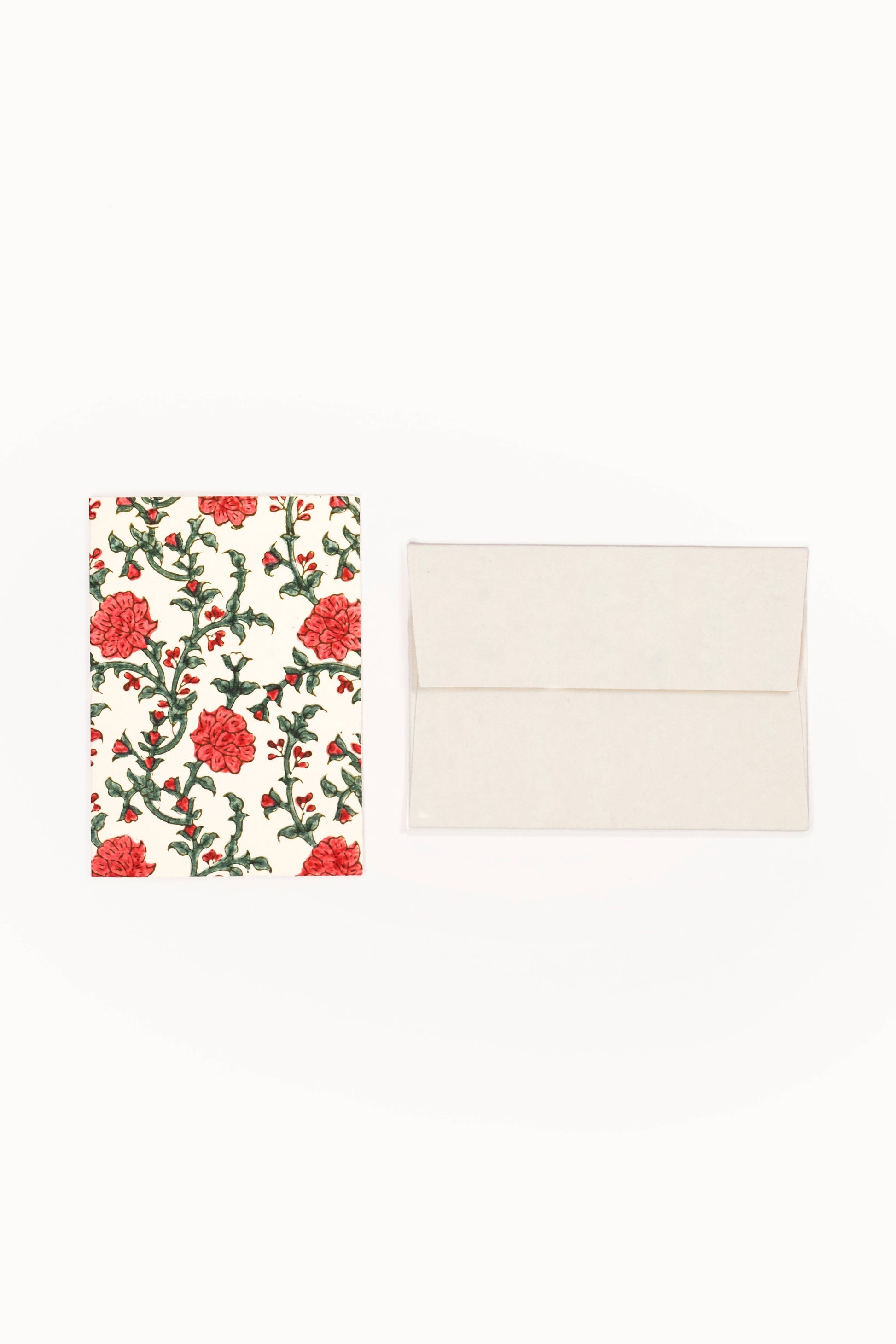 Hand Block Print Enveloped Holly & Berry Cards (Set of 6)