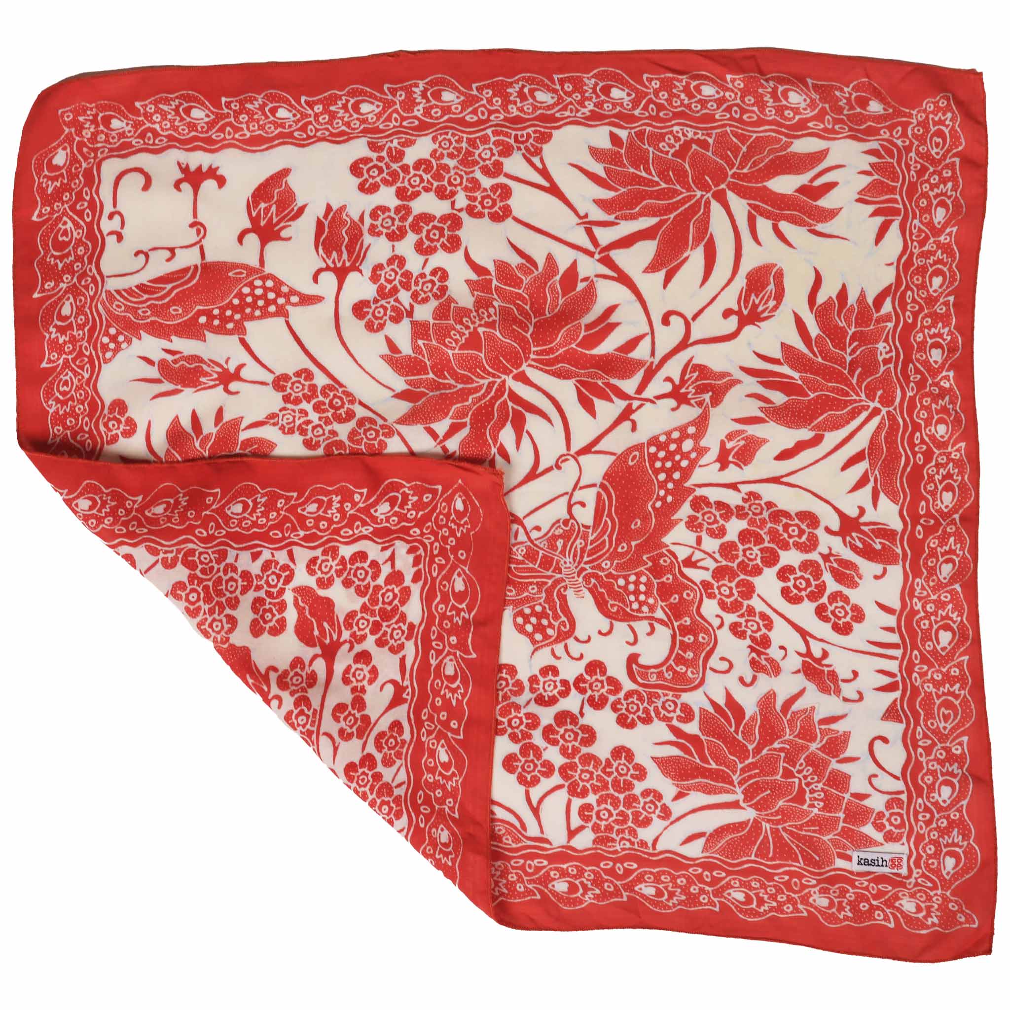 Fully Hand Drawn Batik Tulis Bandana, Lotus Blossom