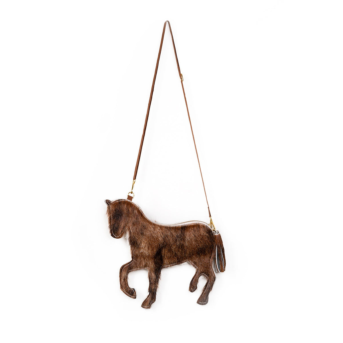 Horsie in Tricolor Hair on Leather