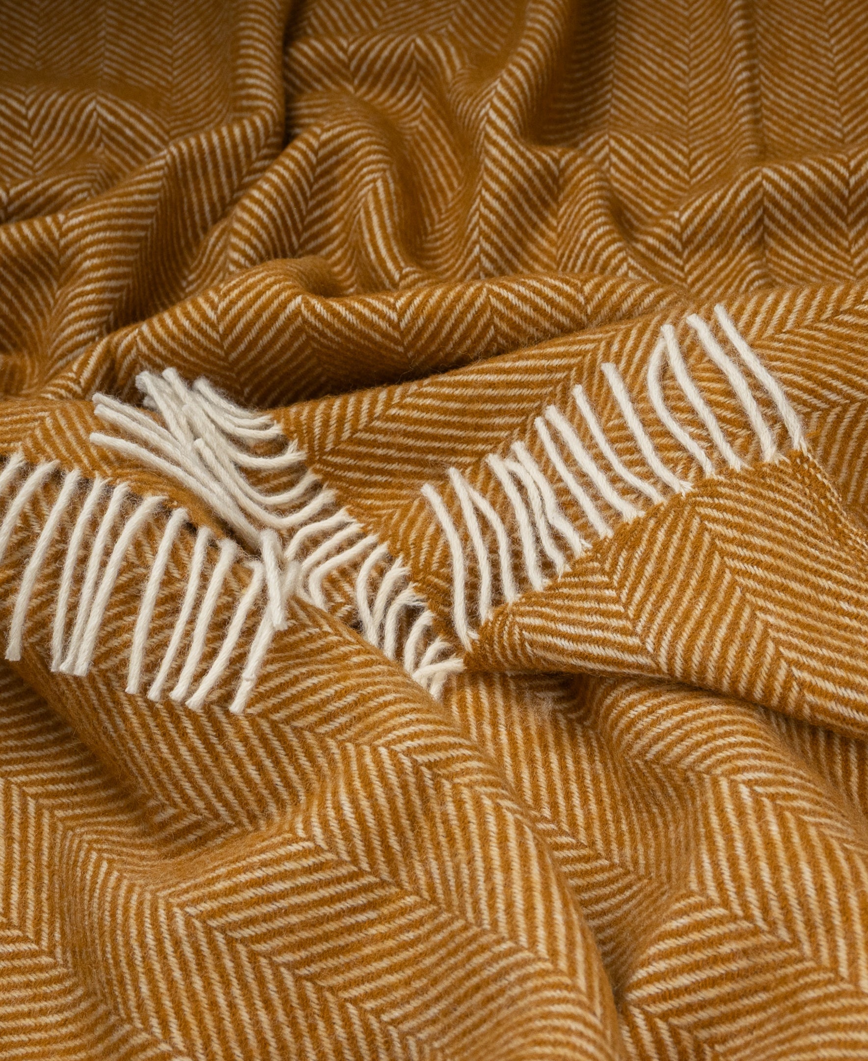 Highland Tweeds Herringbone Pure New Wool Throw ~ Whiskey ~-Throws and Blankets-[bar code]-Prince of Scots