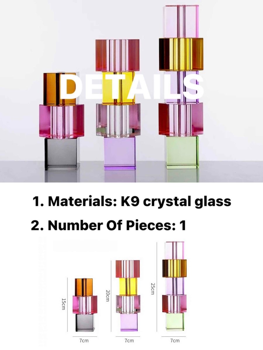 Modern Crystal Cube Bud Vase, Dopamine Table Setting Centrepieces - Vases - Crystal Cube Bud Vase - Small - INSPECIAL HOME