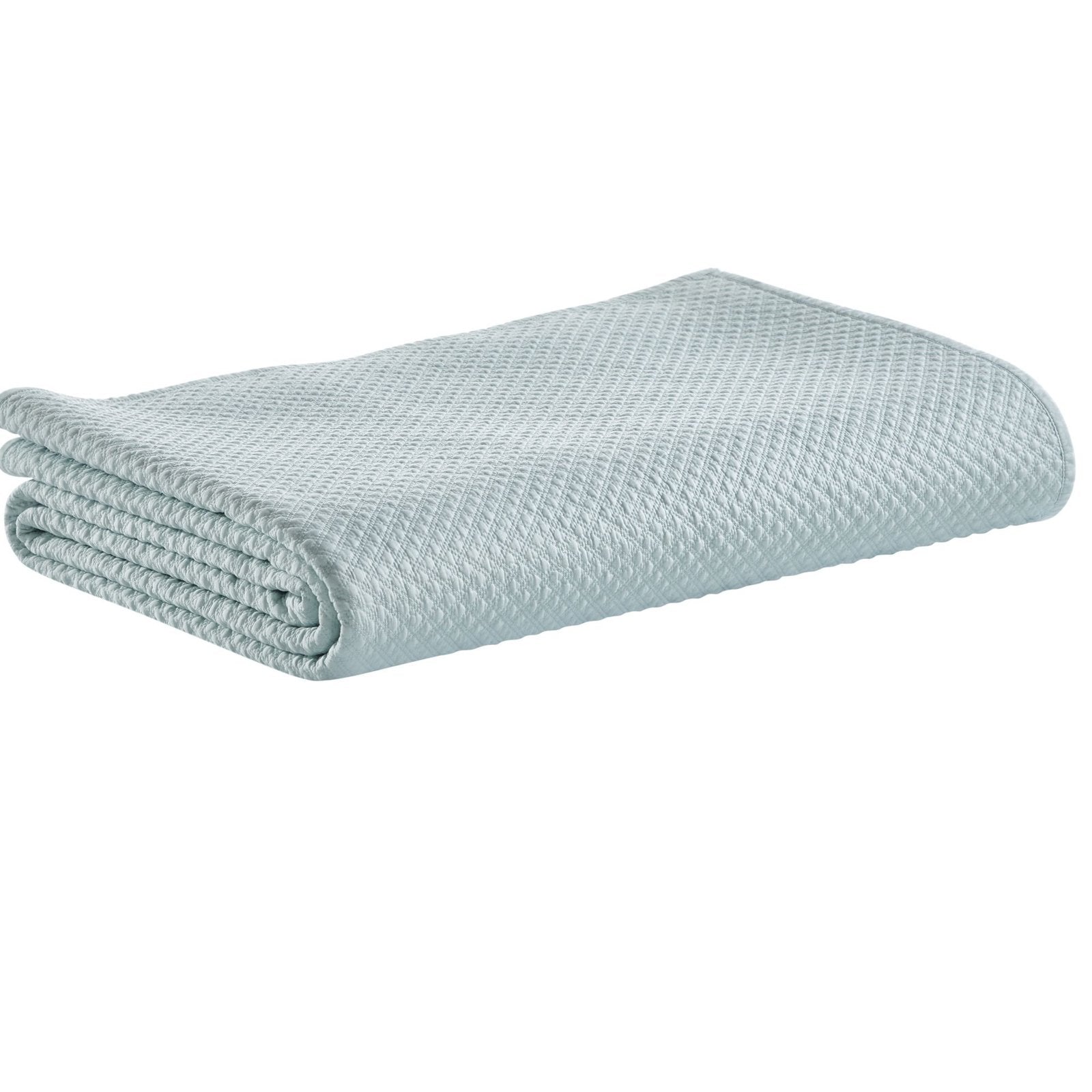 CL-252-11096_5|Perfectly folded refreshing mint green quilted coverlet, showcasing its elegant texture and versatile soft bedding appeal.