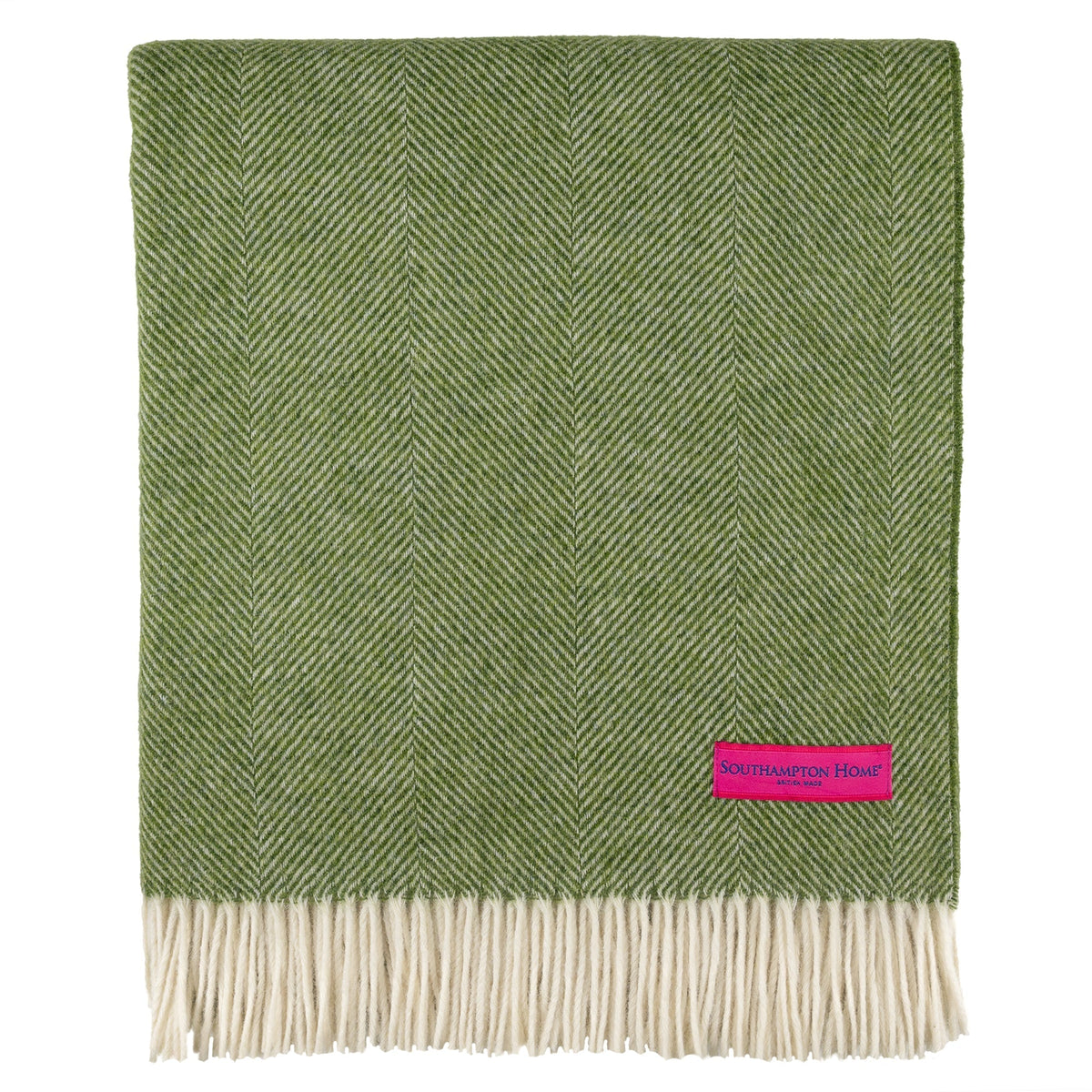 Southampton Home Wool Herringbone Throw (Evergreen)-Throws and Blankets-[bar code]-EvergreenShetland-Prince of Scots