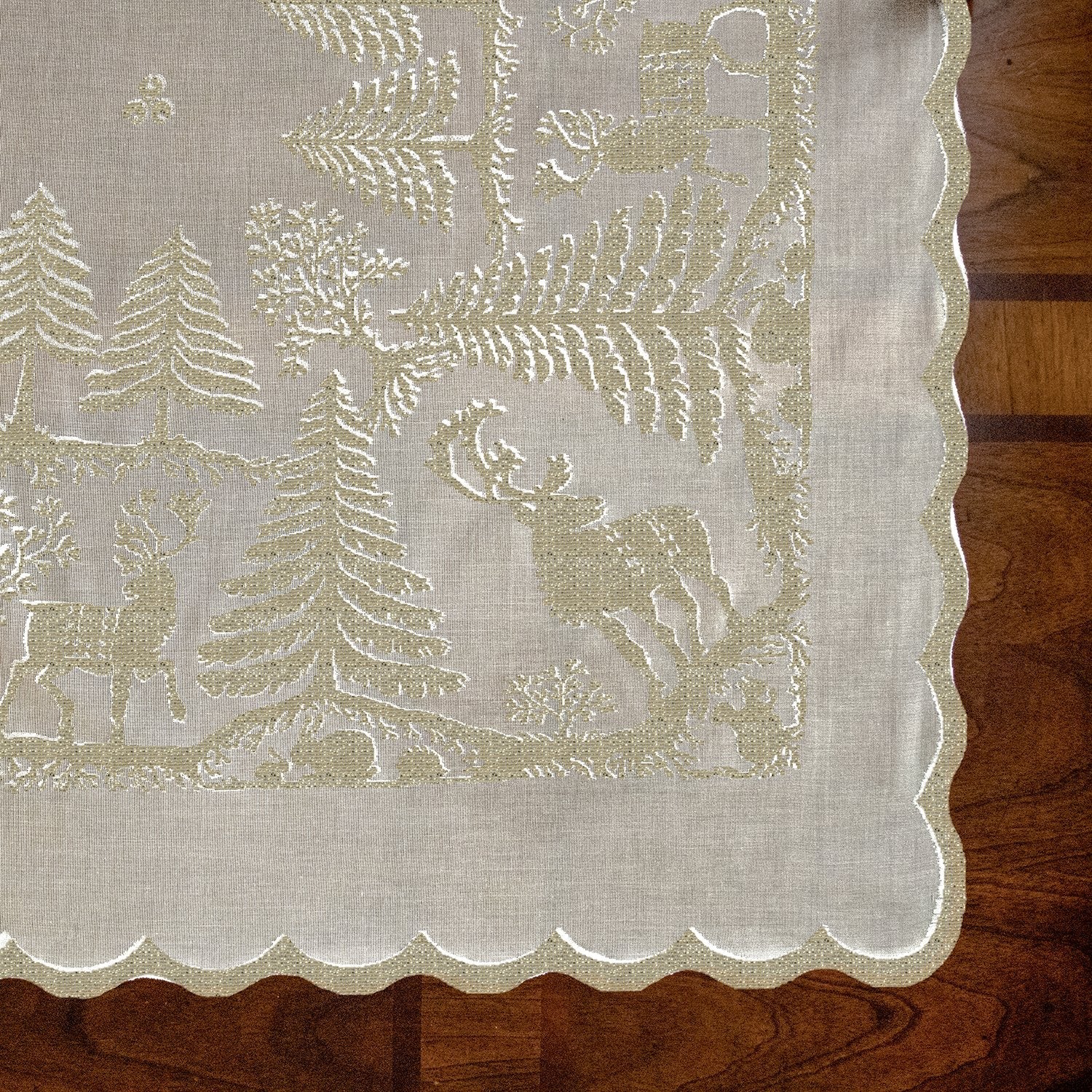 Prince of Scots Scottish Leno Gauze Christmas Tablecloth ~ Gold Lurex ~-Home Gifts-Prince of Scots-MadrasGoldTable-810032752262-Prince of Scots