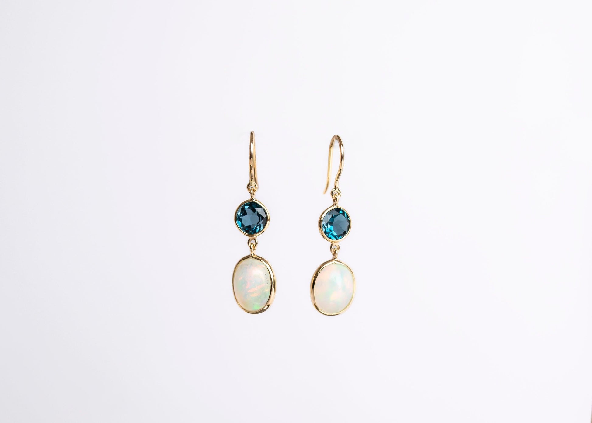 Celestial Duo Earrings minimal everyday fine jewelry in solid gold and sterling 925 silver with natural gemstones.