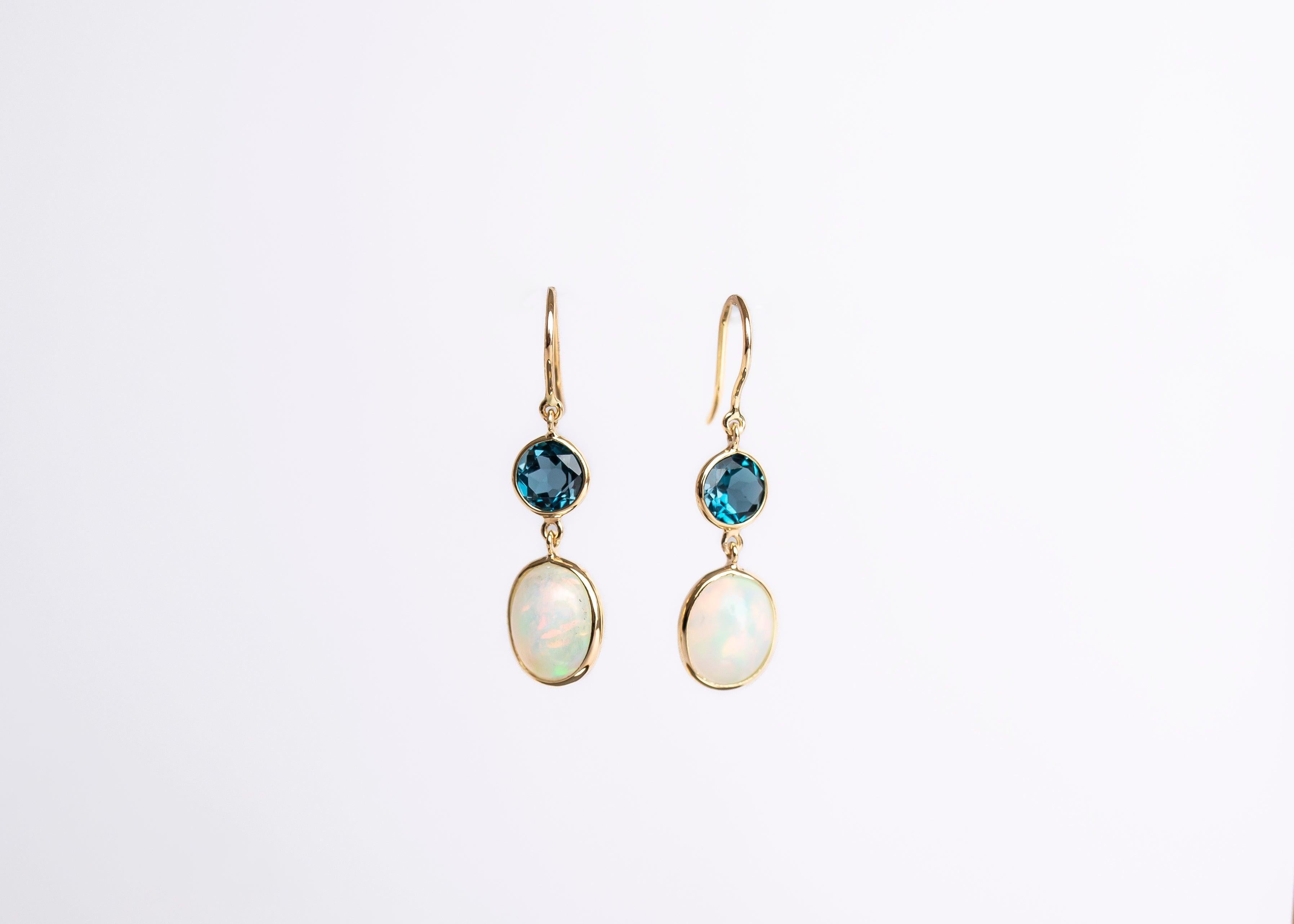 Celestial Duo Earrings minimal everyday fine jewelry in solid gold and sterling 925 silver with natural gemstones.