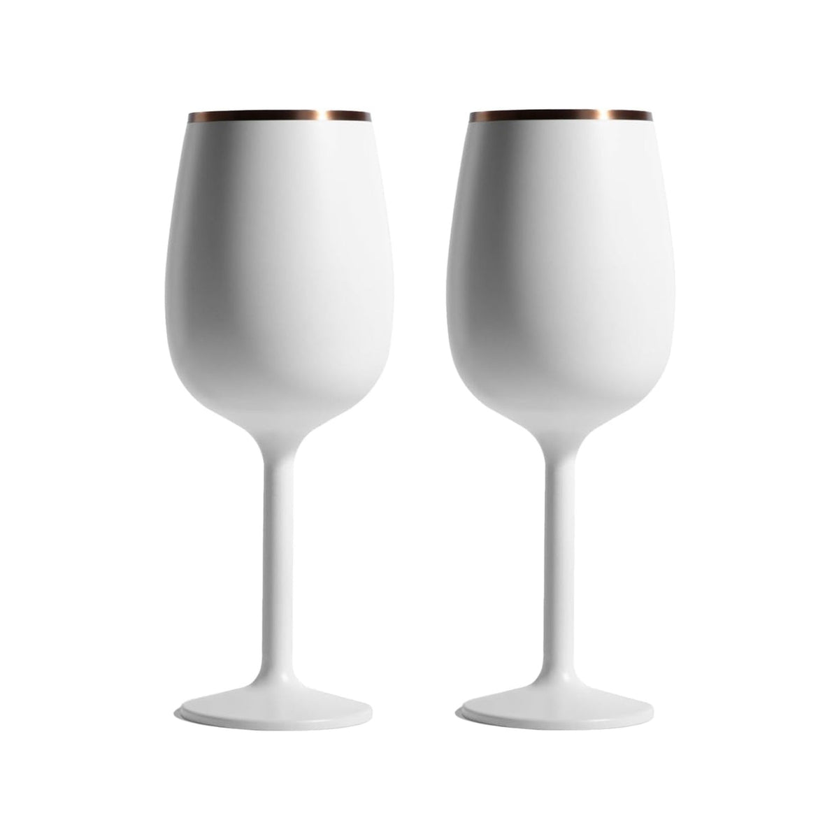 Stainless Steel Stemmed Wine Glass, Set of 2 - White
