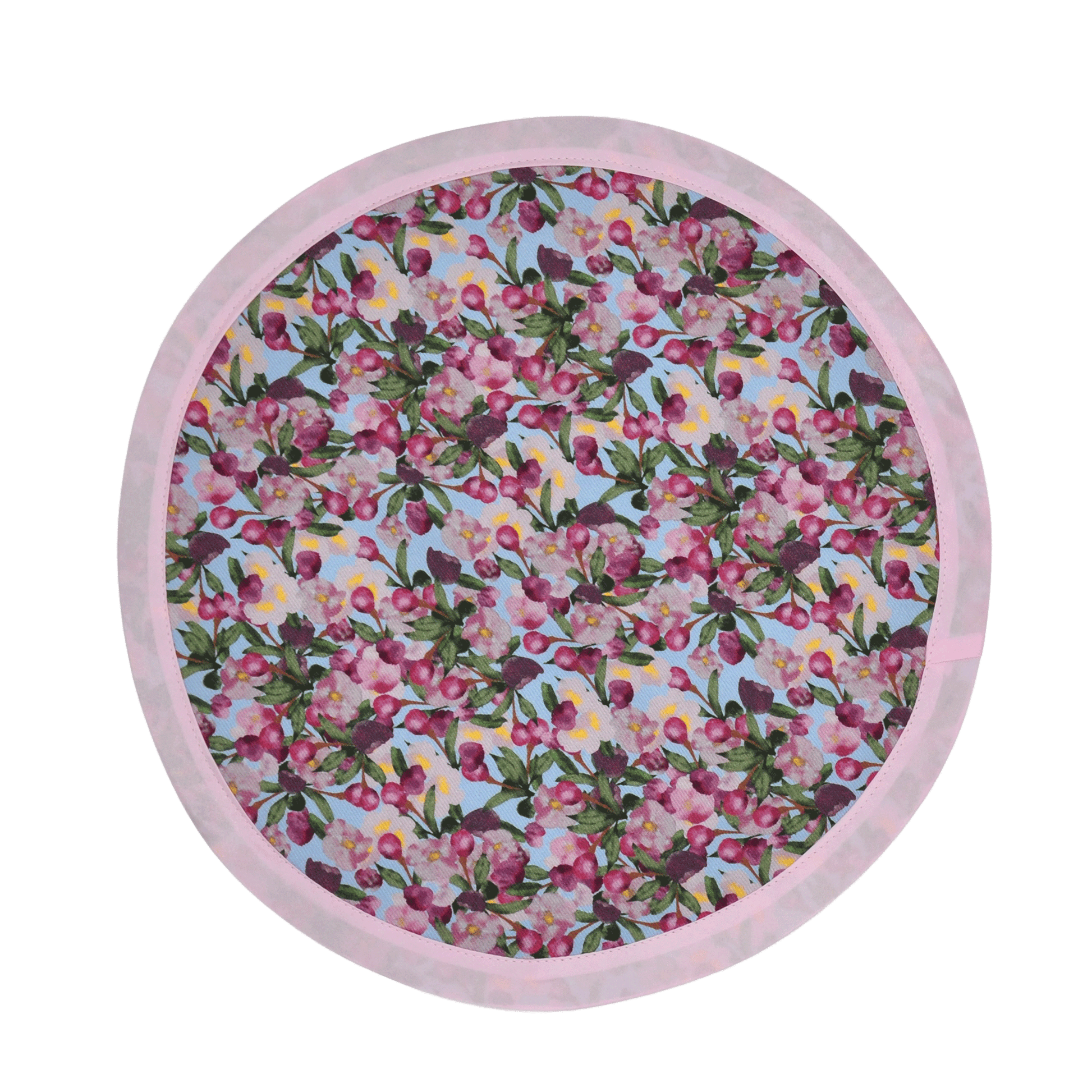 Pink Cherry Floral Placemats Romance is Dead Blue