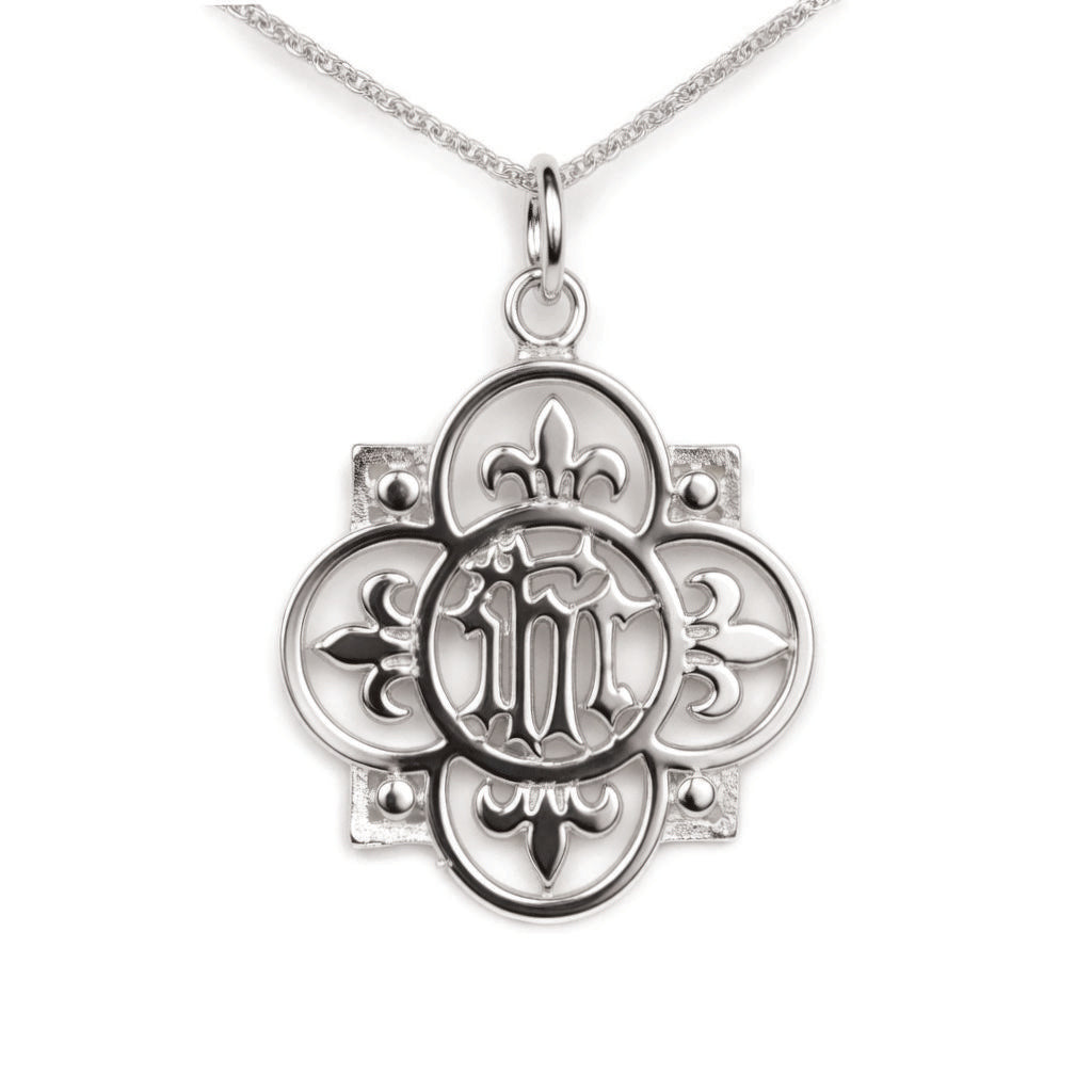 Christogram IHC Cross Necklace in Sterling Silver
