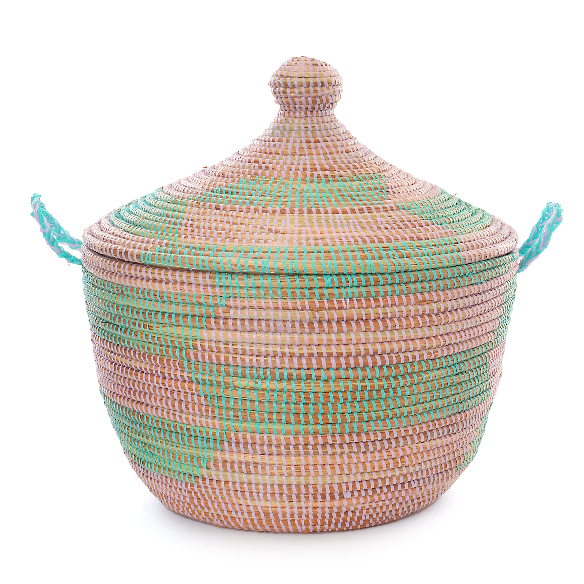 Aqua & Lavender Herringbone Storage Basket