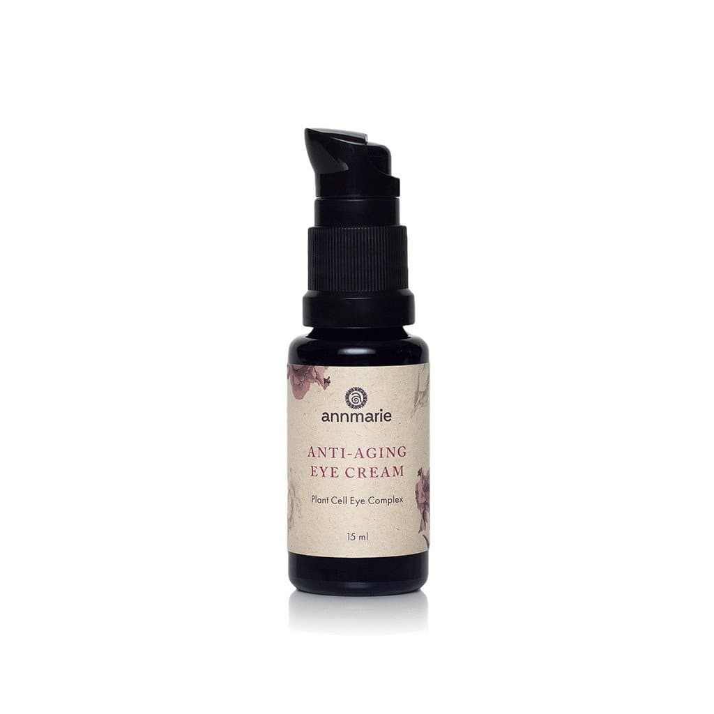Anti-Aging Eye Cream with plant cell eye complex in a 15 ml pump bottle.