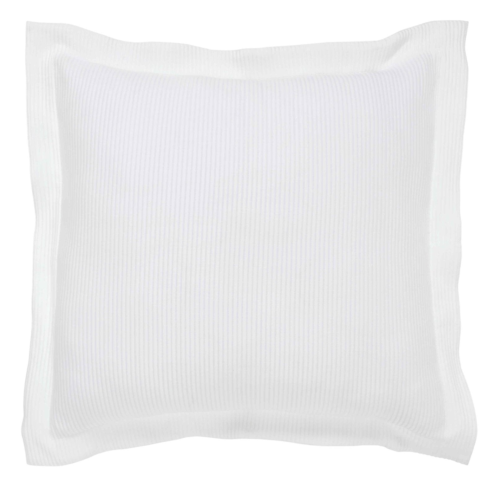 ES-191-DUP-X_1|White coverlet with a subtle vertical ribbed texture and a neat wide border, ideal for a modern, clean bedroom aesthetic.