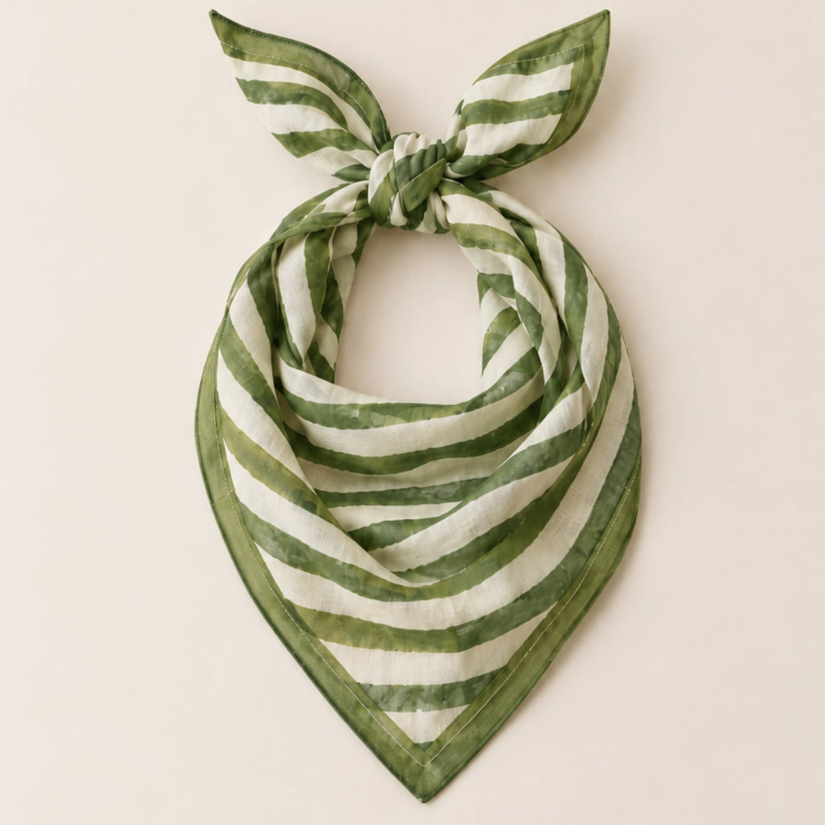 Basera & Baadal Cotton Scarf & Pouch Set – Olive Green Stripes