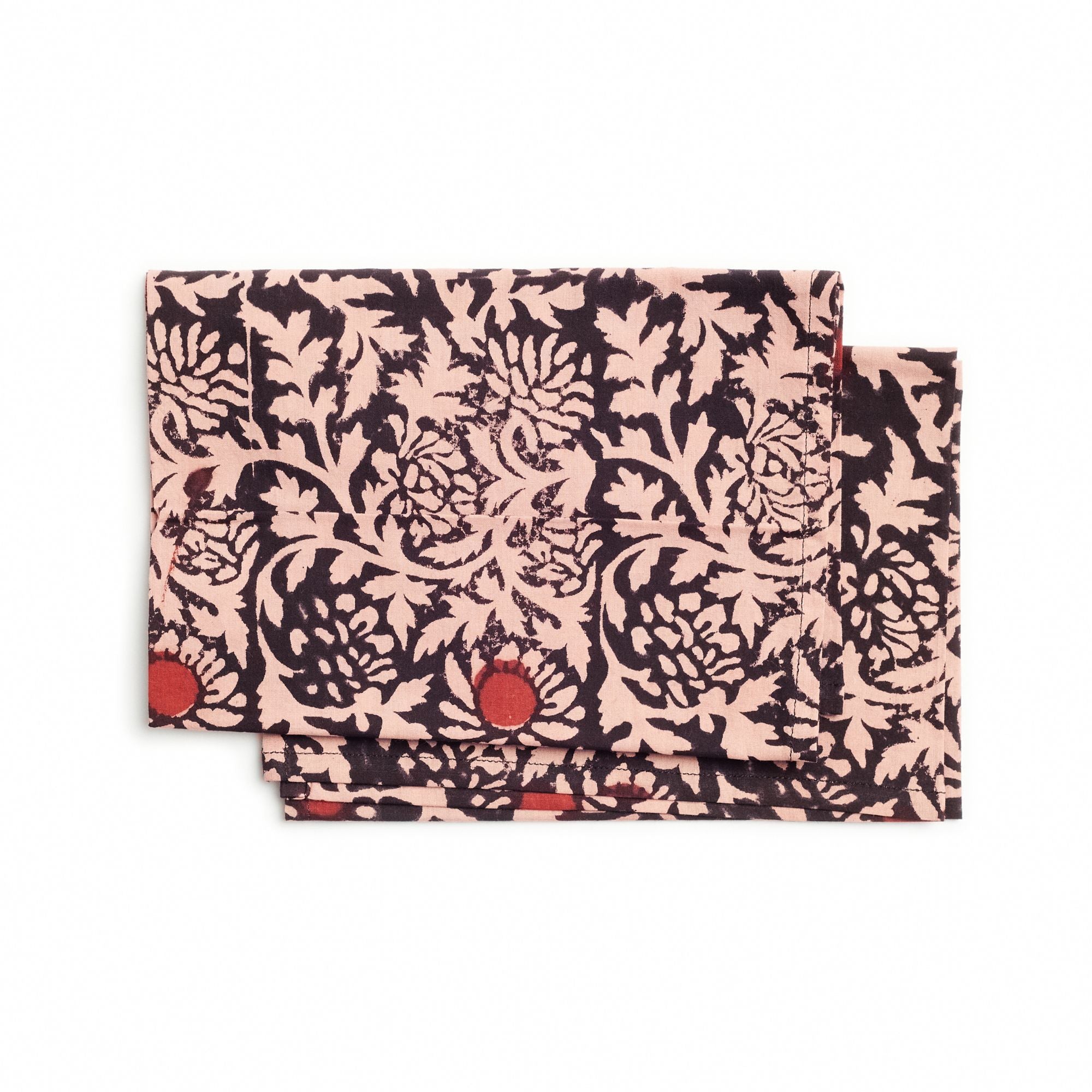 Hummus Floral Wax Block Print Cotton Table Napkin - Thumbnail 2