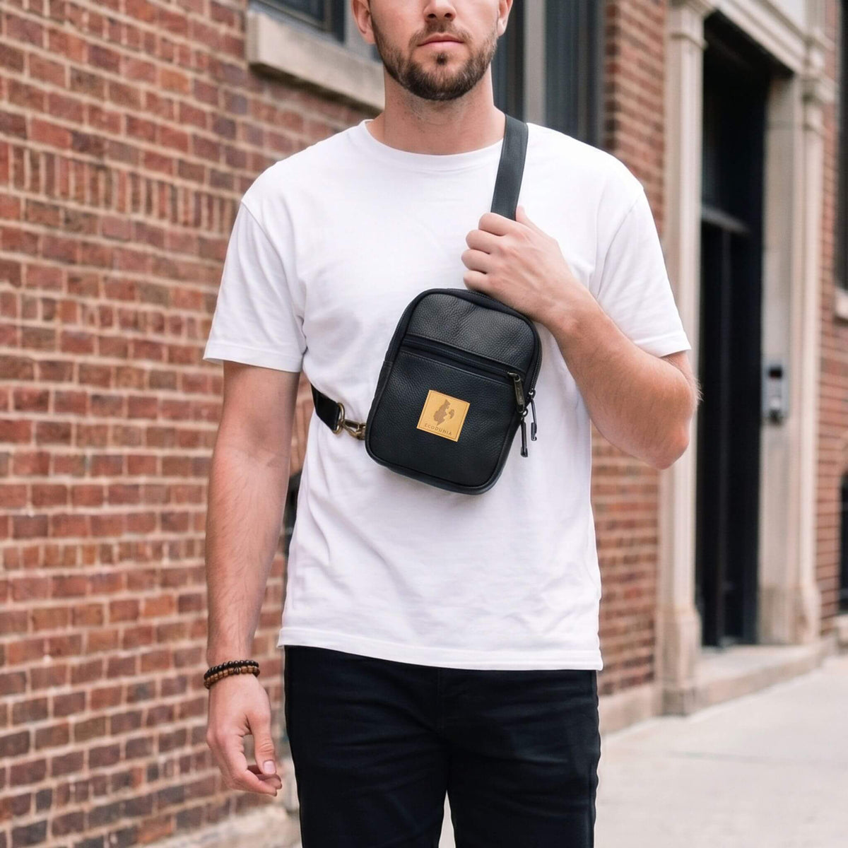 Rozi Vegan Leather Crossbody Bag 1L #color_pebble-black
