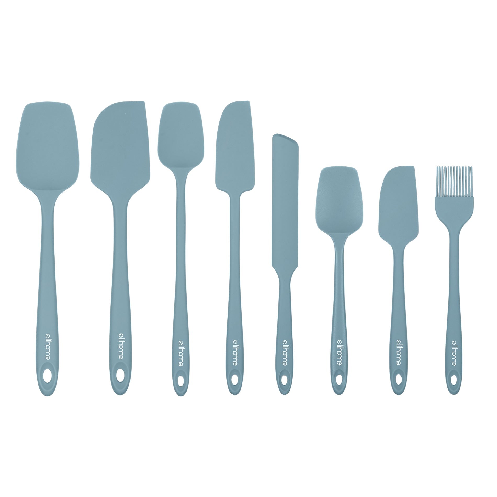 8 Piece Silicone Spatula Set - Teal Grey