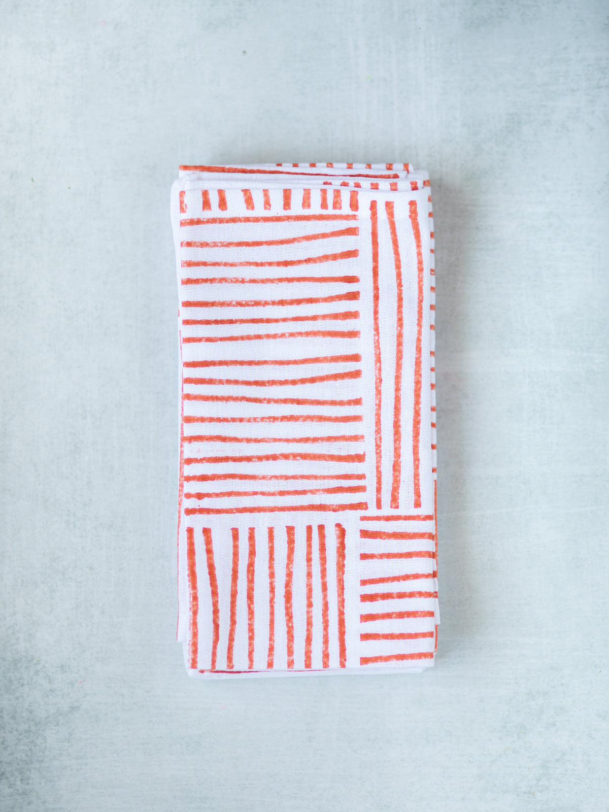 S/4 Organic Napkins - Stripe, Orange
