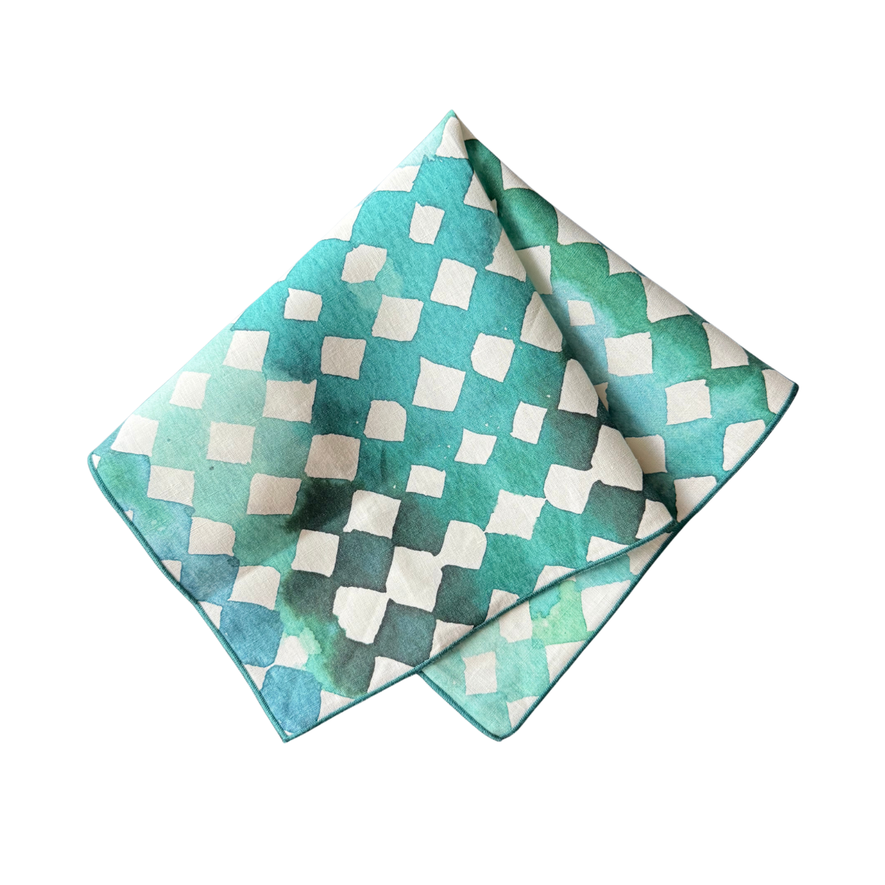 Blue Diamond linen dinner napkin styled on place setting - Goldie Home