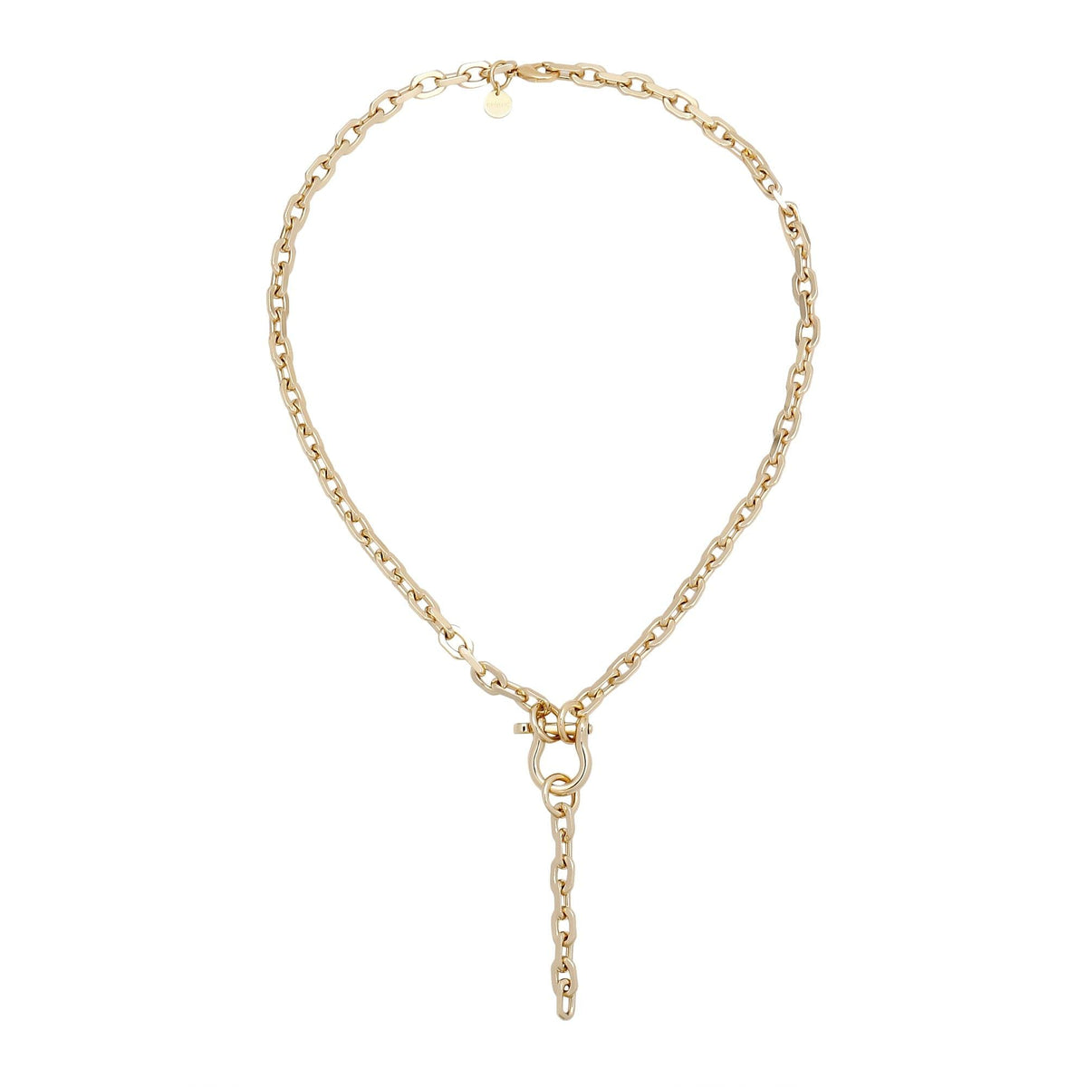 Gold-toned Livia Lariat Necklace hanging stylishly for a chic look