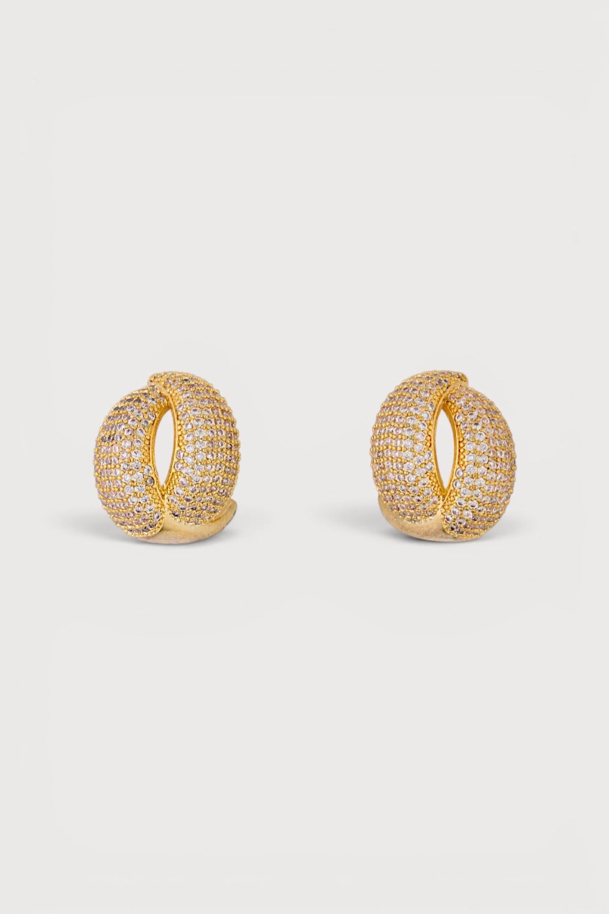 Pavé Twist Huggie Earrings - Gold